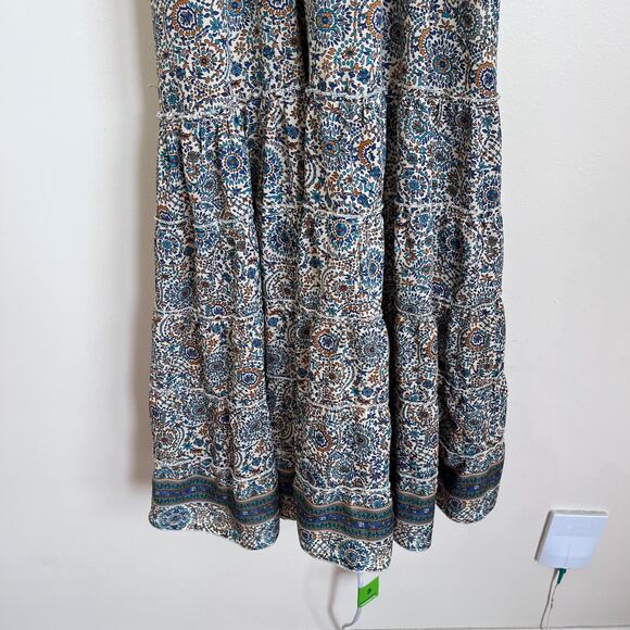 Anthropologie Boemo Boho Maxi Dress Size M Floral Peasant Tiered Smocking India - Picture 6 of 10